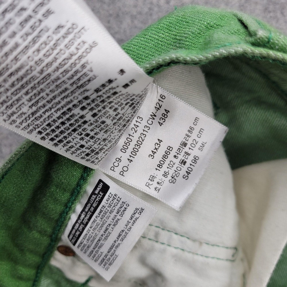 Levis 501 Jeans Mens 34x34 Green Regular Straight Button Fly Denim Pants Casual - Picture 7 of 10